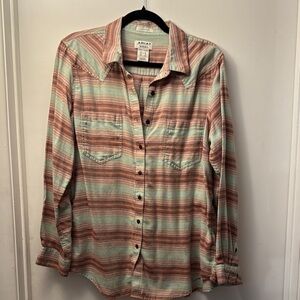 Ariat Brown and Green Casual Button Down Shirt